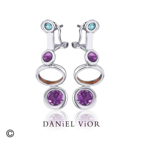 Earrings MAVA Amethyst/Topaz Enamel (Ag.925)