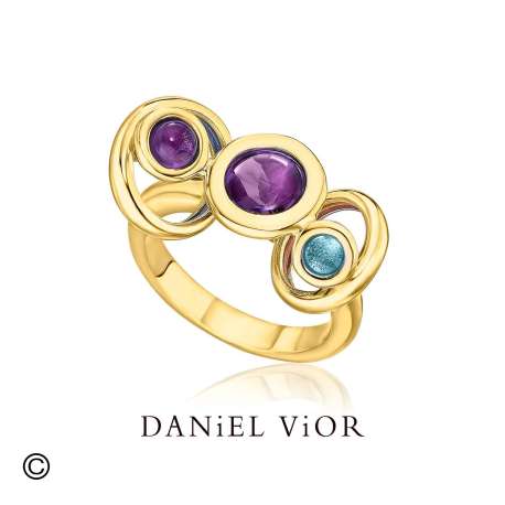 Ring MAVA Amethyst/Topaz Enamel (Ag.925/Au 5 mic.)