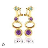 Earrings MAVA Amethyst/Topaz Enamel (Ag.925/Au 5 mic.)