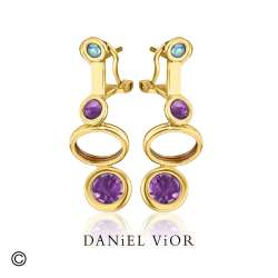 Earrings MAVA Amethyst/Topaz Enamel (Ag.925/Au 5 mic.)