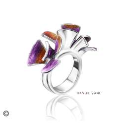 Ring ALGA Pink/orange enamel (Ag.925)