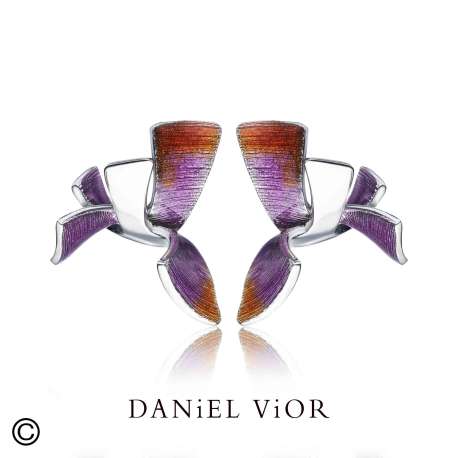 Earrings ALGA Pink/orange enamel (Ag.925)