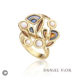 Ring FILAM Synthetique Opal Gray enamel (Ag.925/Au 5 mic.)