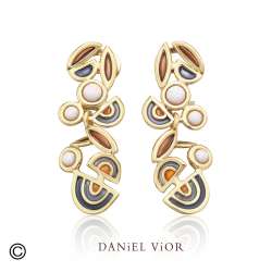 Earrings FILAM Synthetique Opal Gray enamel (Ag.925/Au 5 mic.)