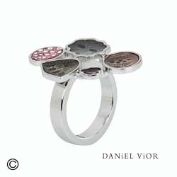 Ring DIATOMEAS Gray variety enamel (Ag.925)