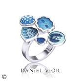 Anell DIATOMEAS Esmalt blau (Ag.925)