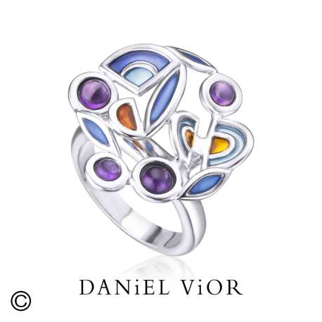 Ring FILAM Amethyst Blue enamel (Ag.925)