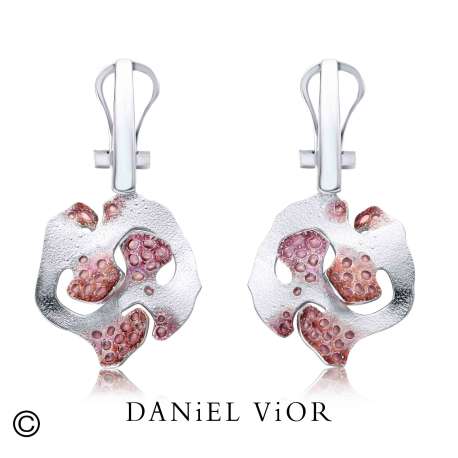 Earrings ESPONJA Garnet Enamel (Ag.925)