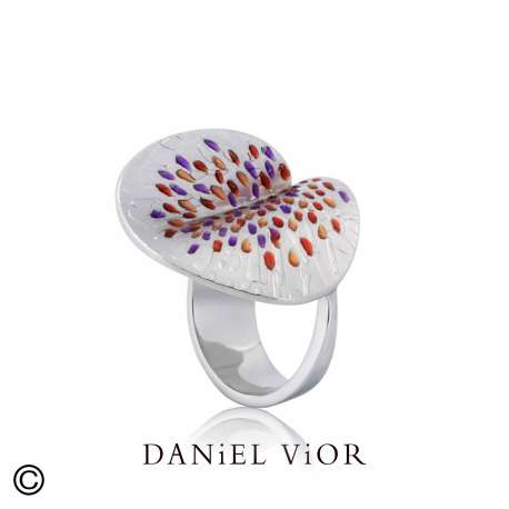 Anillo PESSIC Esmalte rojo/violeta (Ag.925)