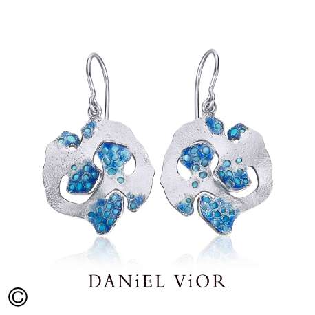 Earrings ESPONJA Blue Enamel (Ag.925)