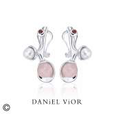 Earrings ECTO-O White Pear-Pink Quartz (Ag.925)