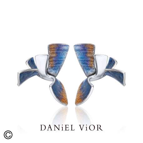 Pendientes ALGA Esmalte azul (Ag.925)