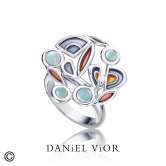 Ring FILAM Synthetique Opal Gray enamel (Ag.925)