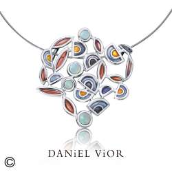 Pendant FILAM Synthetique Opal Gray enamel (Ag.925)