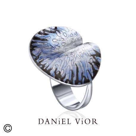 Anillo PESSIC Esmalte negro/azul (12 Grs.Ag.925/Rh)-18