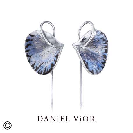 Pendientes PESSIC Esmalte negro/azul (7 Grs.Ag.925/Rh)