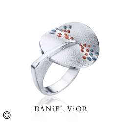 Ring LLETA Blue/red enamel (11 Grs.Ag.925/Rh)-16