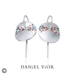 Earrings LLETA Blue/red enamel (6 Grs.Ag.925/Rh)