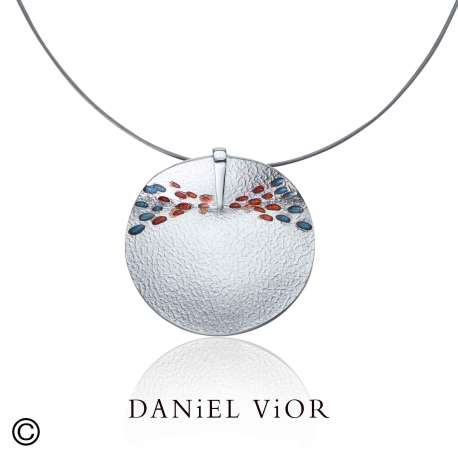 Pendant LLETA Blue/red enamel (7 Grs.Ag.925/Rh)